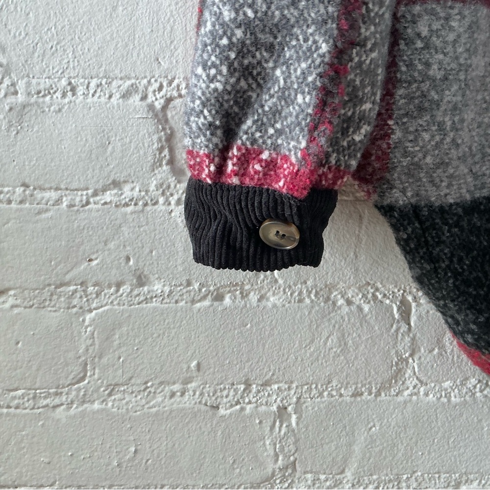 DAVI & DANI Oversized Plaid Shacket Button Up Wool Blend Textured Flannel Jacket - Picture 7 of 16